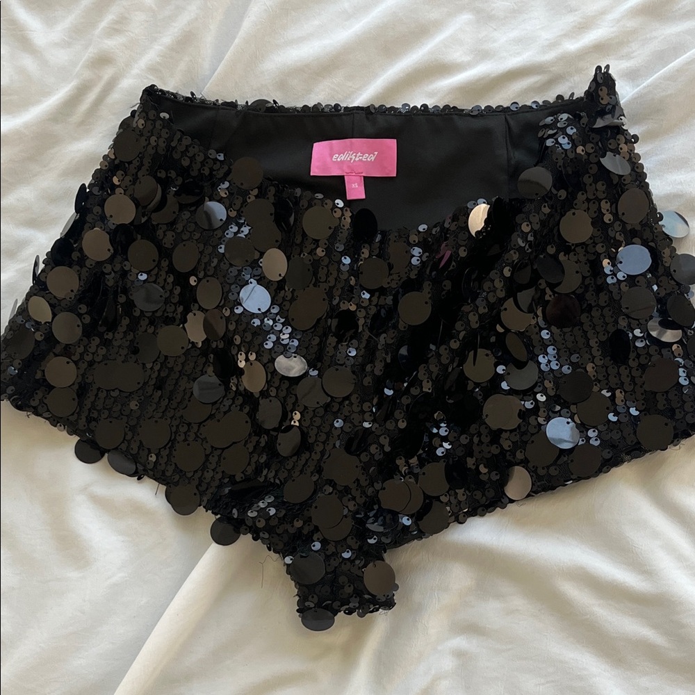 Edikted Black Sequin Trim Shorts